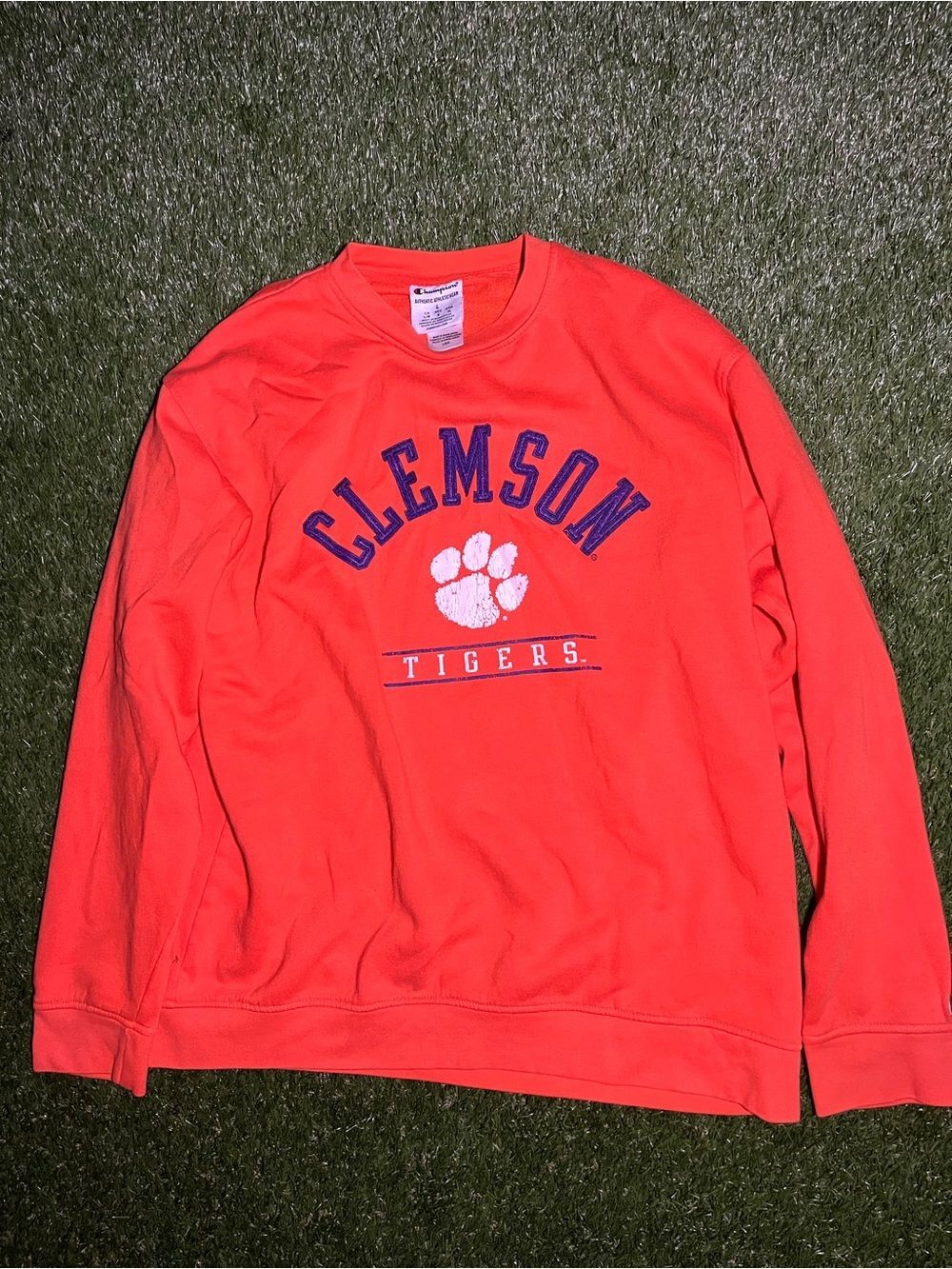 Men’s Large Clemson Tigers Orange Crewneck Champion Crewneck